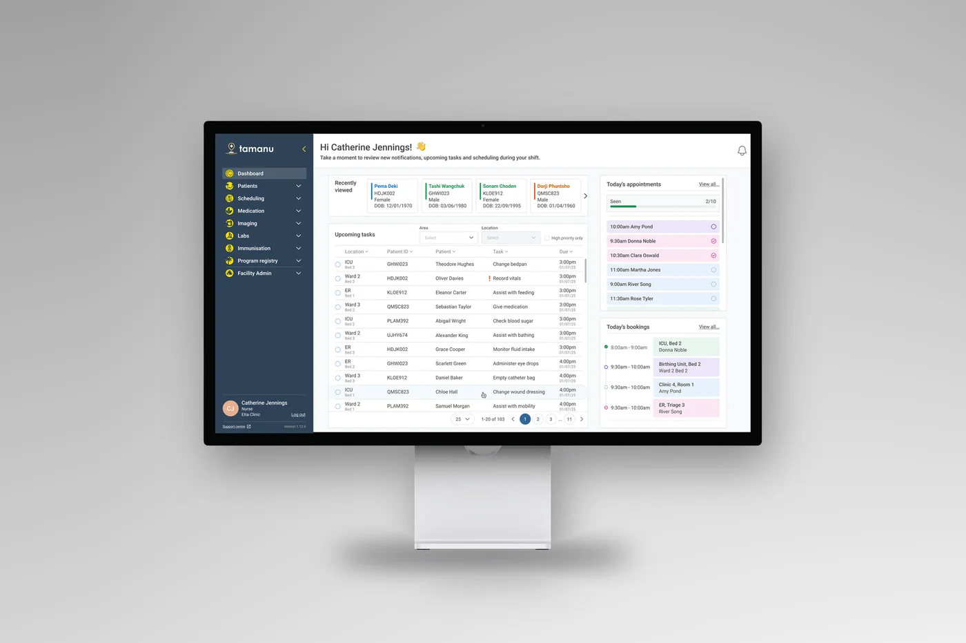 Tamanu dashboard on a desktop monitor