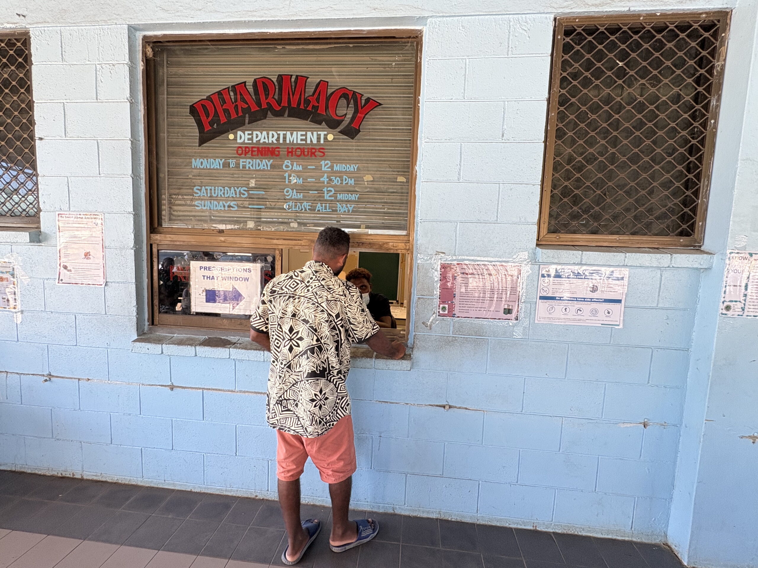 A patient at the National Referral Hospital Pharmacy in Honiara, Solomon Islands